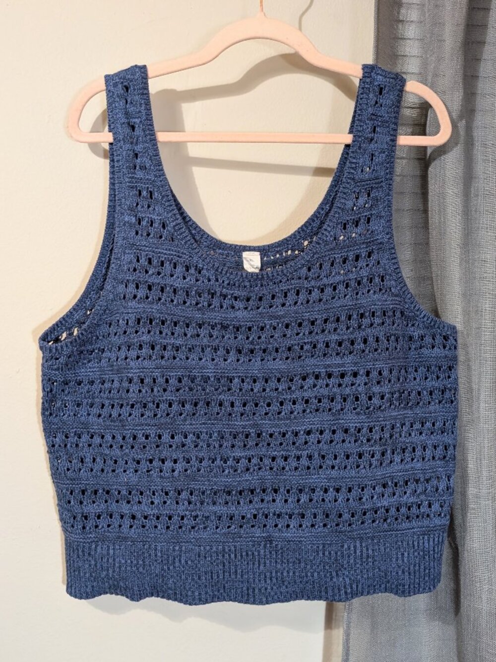 Crochet Crop Knit Tank Cobalt Blue Old Navy Size XL
